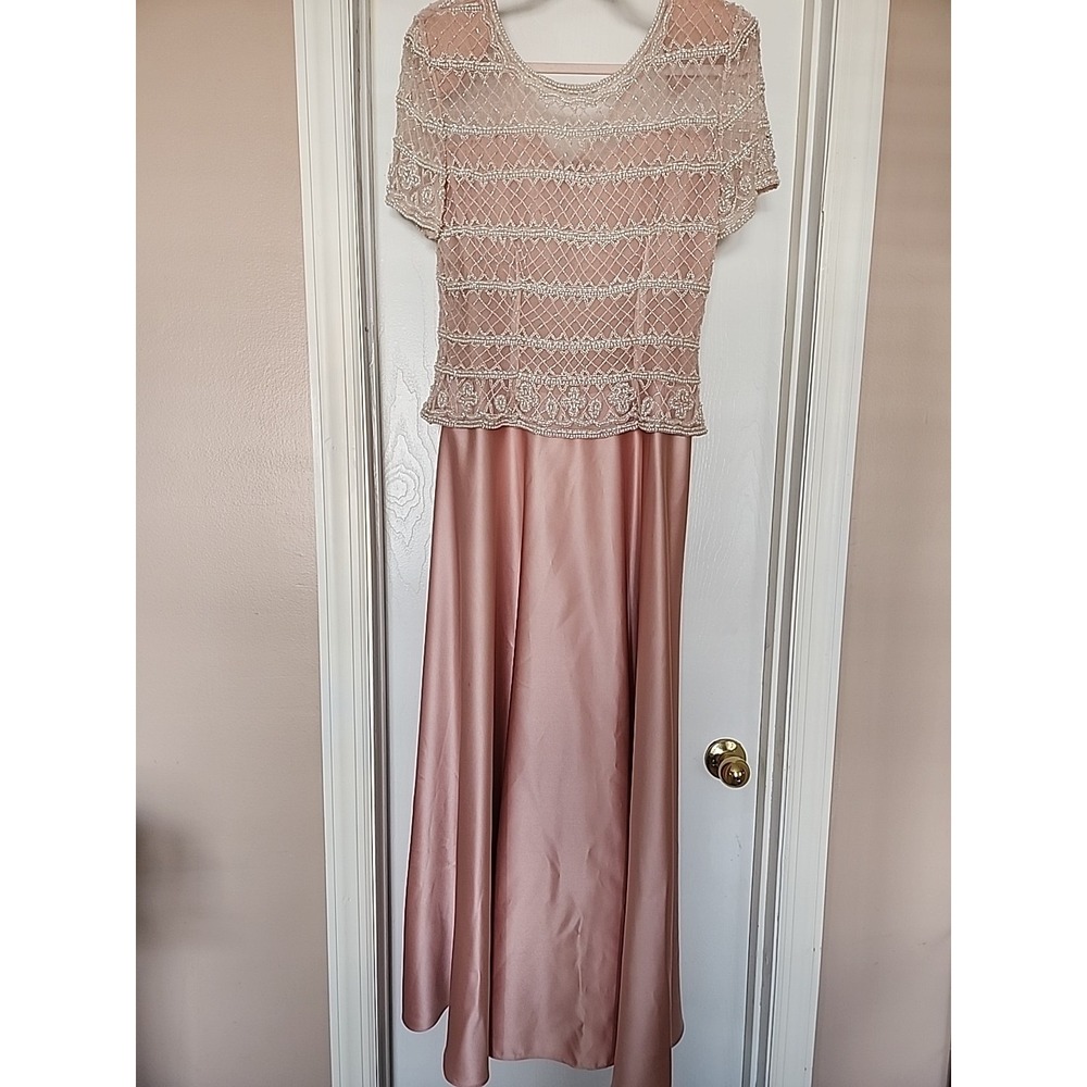 Stenay Pink Silk Beaded Gown Dress Size 10 Mother of Bride Formal Evening